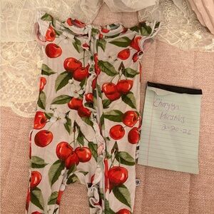 Cherry Print Kids Pajama Romper
